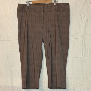Mossimo Brown Plaid Cropped Stretch Career Casual Pants Women's Plus Size 14